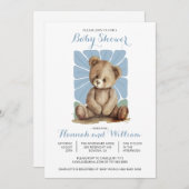 かわいいテディベア春サマーベビーシャワー 招待状 (正面/裏面)