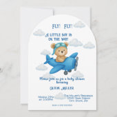 かわいいテディベア機内ベビーシャワー招待状 招待状 (正面)