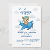 かわいいテディベア機内ベビーシャワー招待状 招待状 (正面)