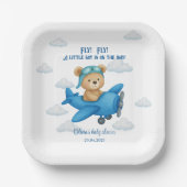 かわいいテディベア機内ベビーシャワー | ペーパープレート (正面)
