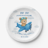 かわいいテディベア機内ベビーシャワー | ペーパープレート (正面)