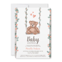 かわいいテディベア水彩フローラベビーシャワー