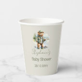 かわいいテディベア漁師リール興奮ベビーシャワー 紙コップ (裏面)