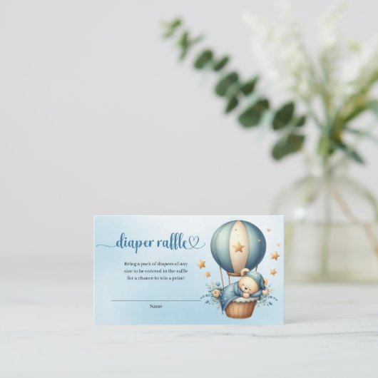 かわいいテディベア熱いエアバルーンおむつラッフルカード エンクロージャーカード (スタンド正面)