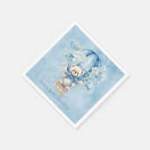 かわいいテディベア熱い気球の男の子の赤ちゃんシャワー スタンダードカクテルナプキン (角)