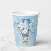 かわいいテディベア熱い気球の男の子の赤ちゃんシャワー 紙コップ (裏面)
