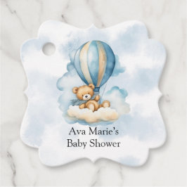 かわいいテディベア熱い気球ボーイベビーシャワー フェイバータグ