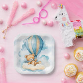 かわいいテディベア熱い気球ボーイベビーシャワー ペーパープレート (パーティー)