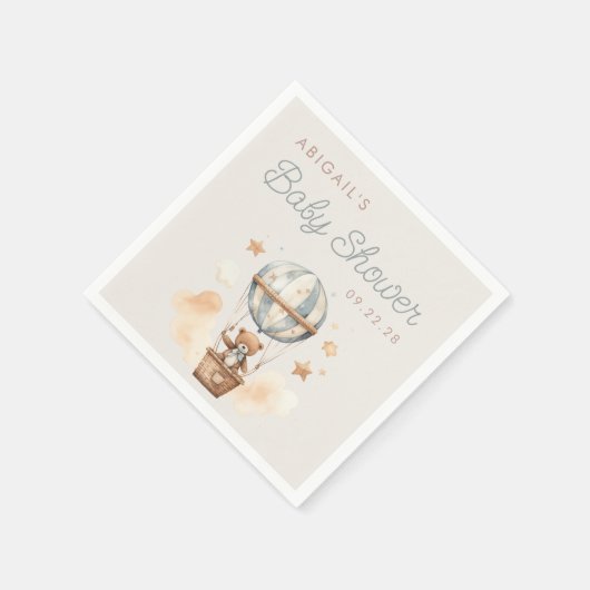 かわいいテディベア熱い空気バルーンベビーシャワー スタンダードカクテルナプキン (角)