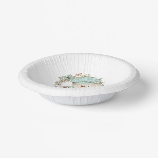 かわいいテディベア男の子のためのベビーシャワー ペーパーボウル (傾斜あり)