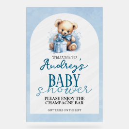 かわいいテディベア男の子の赤ちゃんシャワー アクリルサイン