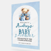 かわいいテディベア男の子の赤ちゃんシャワー アクリルサイン (傾斜)