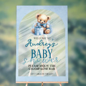 かわいいテディベア男の子の赤ちゃんシャワー アクリルサイン (ニュートラル)