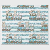 かわいいテディベア男の赤ちゃんシャワーブルー ラッピングペーパー (フラット)