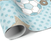 かわいいテディベア男の赤ちゃんシャワーブルー ラッピングペーパー (ロールコーナー)