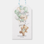 かわいいテディベア男女兼用セージモダングリーン ギフトタグ (正面)