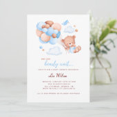 かわいいテディベア男女兼用ベビーシャワー 招待状 (スタンド正面)