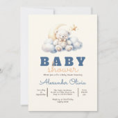 かわいいテディベア睡眠赤ちゃんシャワー 招待状 (正面)