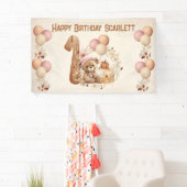 かわいいテディベア秋ガールジュアリーワンバースデー 横断幕 (インサイチュ)