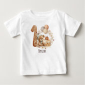 かわいいテディベア秋バリー1歳の誕生日Tシャツ ベビーTシャツ (正面)