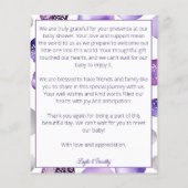 かわいいテディベア紫の赤ちゃんシャワーサンキューカード (裏面)