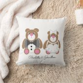 かわいいテディベア結婚ホワイト クッション (ブランケット)