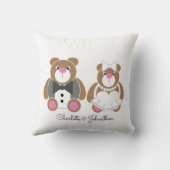 かわいいテディベア結婚ホワイト クッション (裏面)