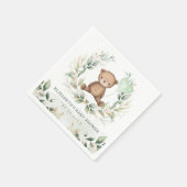 かわいいテディベア緑の金ゴールドバルーンベビーシャワー スタンダードカクテルナプキン (角)