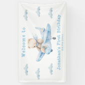 かわいいテディベア誕生日ウェルカムバナー 横断幕 (縦)