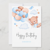 かわいいテディベア誕生日カード 招待状 (正面)