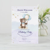 かわいいテディベア誕生日パーティーの招待状 招待状 (スタンド正面)