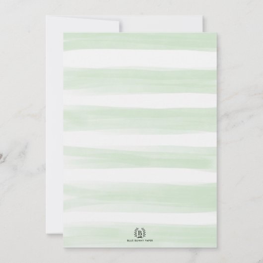 かわいいテディベア誕生日ボーイ緑の風船 招待状 (裏面)