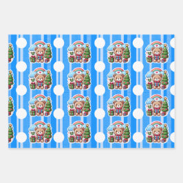 かわいいテディベア誕生日ラッピング紙シート ラッピングペーパーシート