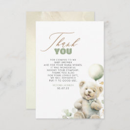 かわいいテディベア赤ちゃんシャワーありがとう サンキューカード