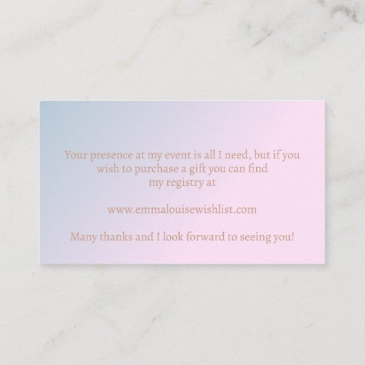 かわいいテディベア赤ちゃんシャワーのギフトレジストリ エンクロージャーカード (裏面)