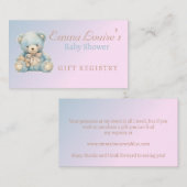 かわいいテディベア赤ちゃんシャワーのギフトレジストリ エンクロージャーカード (正面/裏面)