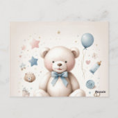 かわいいテディベア赤ちゃんシャワーを待つことができる ポストカード (裏面)