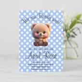 かわいいテディベア赤ちゃんシャワーを待つことができる 招待状 (スタンド正面)