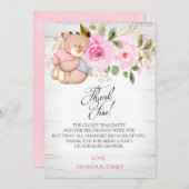 かわいいテディベア赤ちゃんシャワーサンキューカード サンキューカード (正面/裏面)