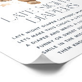 かわいいテディベア赤ちゃんシャワー'レイトナイトおむつ' ポスター (角)