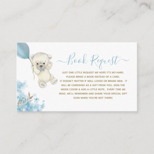 かわいいテディベア赤ちゃんシャワー予約リクエスト エンクロージャーカード (正面)