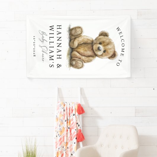 かわいいテディベア赤ちゃんシャワー歓迎サイン 横断幕 (インサイチュ)