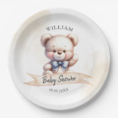 かわいいテディベア赤ちゃんシャワー水エレガント色 ペーパープレート (正面)