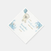 かわいいテディベア赤ちゃんシャワー水彩青い男の子 スタンダードカクテルナプキン (角)