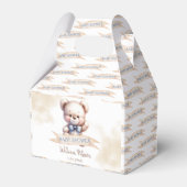 かわいいテディベア赤ちゃんシャワー水色 フェイバーボックス (正面サイド)