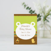 かわいいテディベア赤ちゃんシャワー葉書 案内ポストカード (スタンド正面)