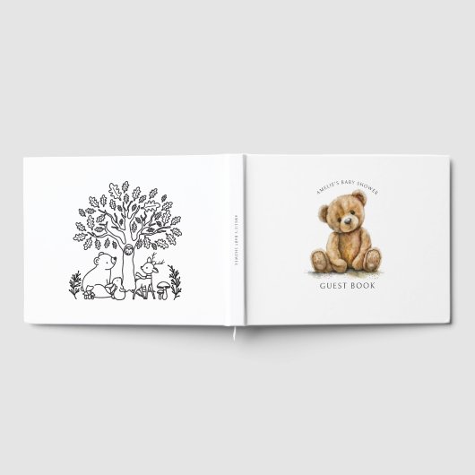 かわいいテディベア赤ちゃんシャワー ゲストブック (全面)