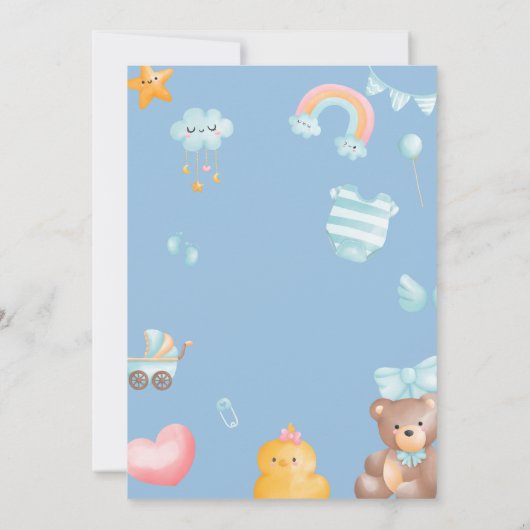 かわいいテディベア赤ちゃんシャワー 招待状 (裏面)