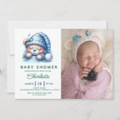 かわいいテディベア赤ちゃんシャワー 招待状 (正面)