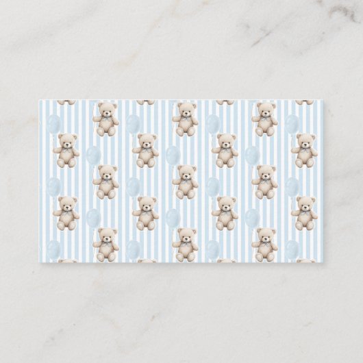かわいいテディベア赤ちゃんバルーンシャワーおむつラッフル エンクロージャーカード (裏面)
